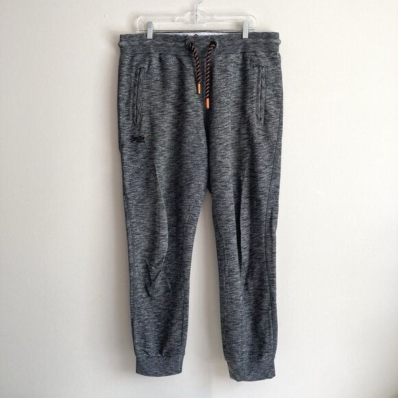 Superdry Orange Label Joggers Mens XL Gray Slim Fit Fleece Lined Sweatpants - Picture 1 of 11